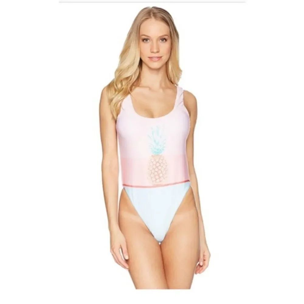 Bikini Lab® Pop Art Pineapple High Leg One-Piece.